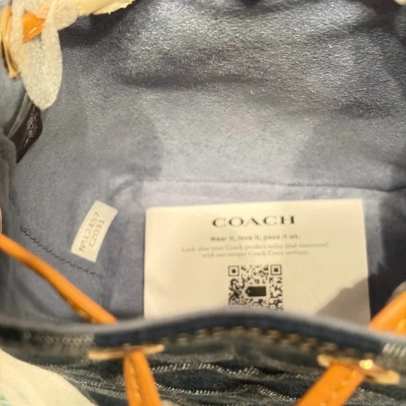 Coach Blue and Tan Mini Drawstring Bag - Picture 6 of 9